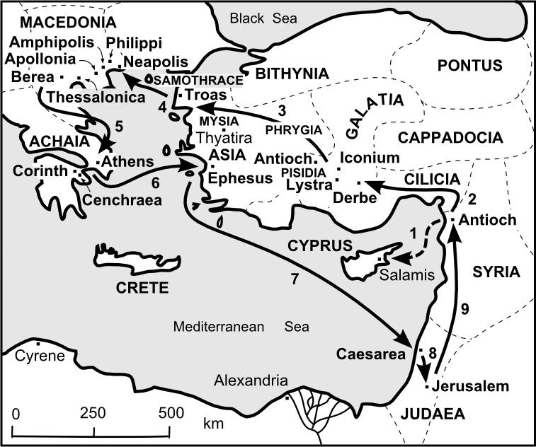 Map of Paul's 2nd Missionary Journey