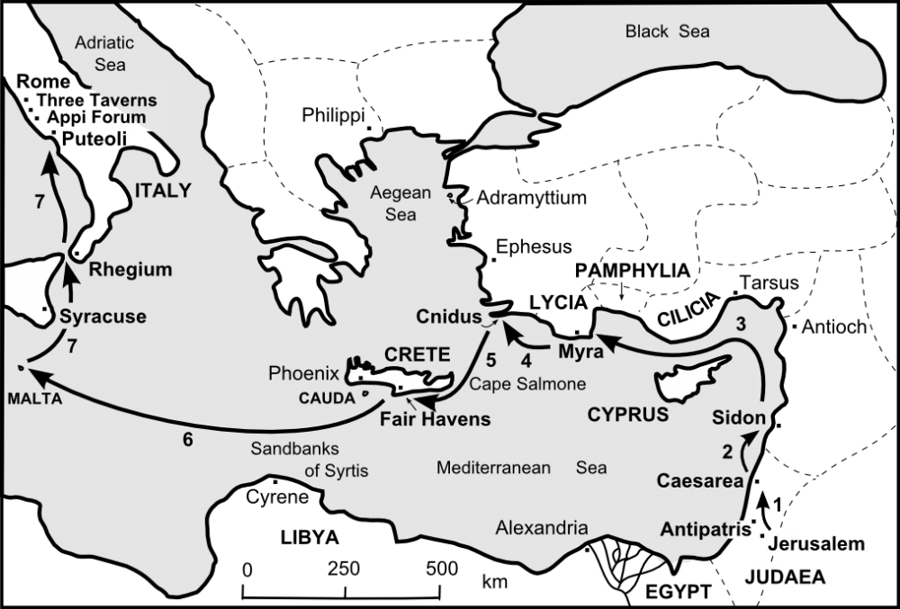 Map of Paul's Journey to Rome