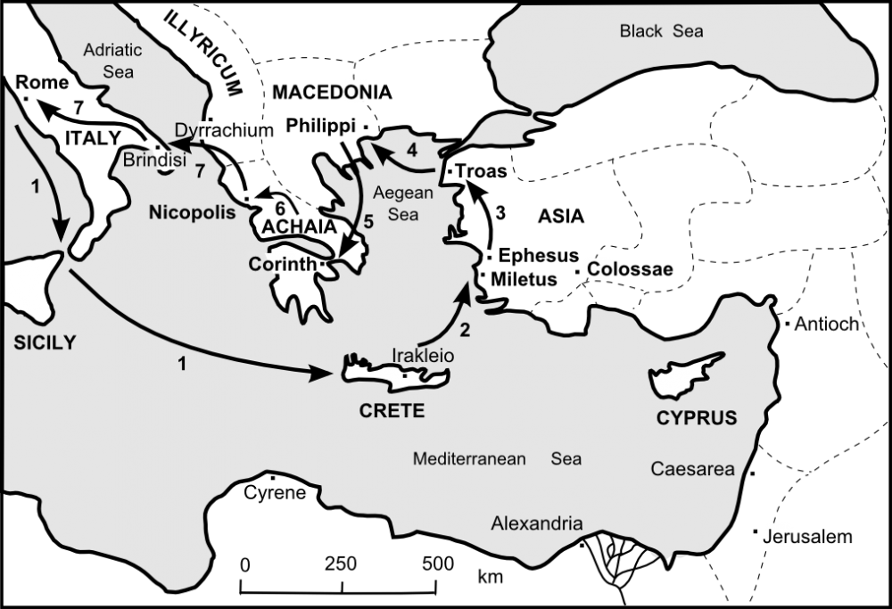 Map of Paul's 4th Missionary Journey