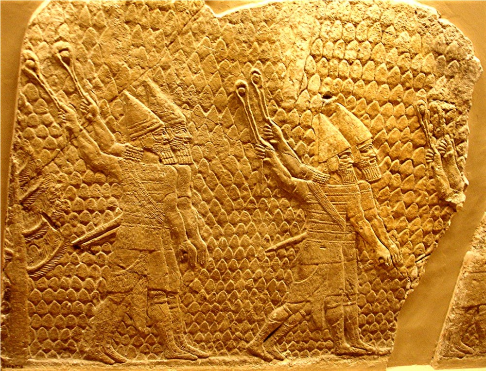 Assyrian slingers in action