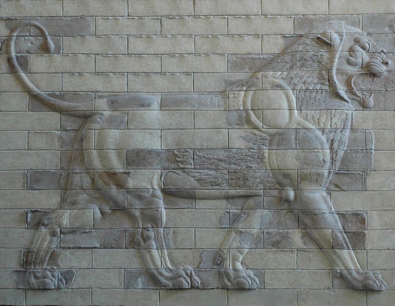 Lion on a decorative panel from Darius I's Palace at Susa (Louvre Mueum, Paris) (Jastrow)