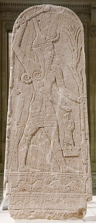 Stele of Baal with a thunderbolt in the Louvre found at Ugarit (Marie-Lan Nguyen)