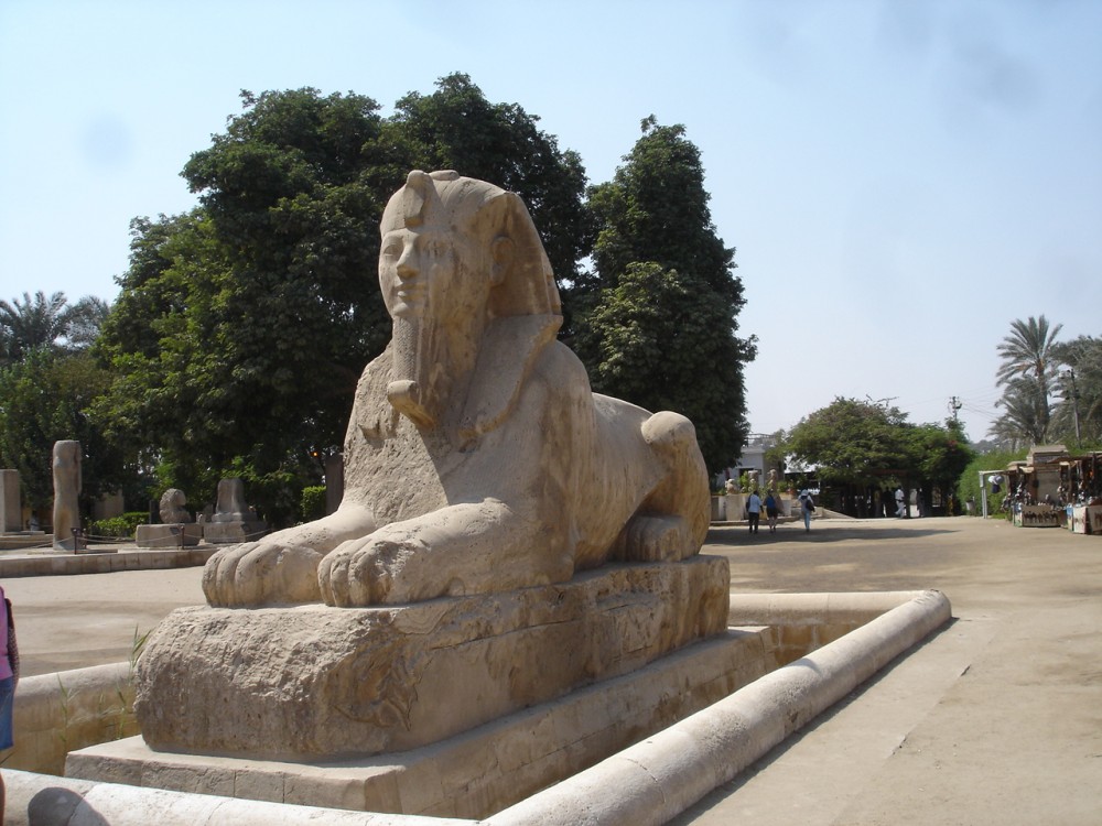 A sphynx at Memphis, Egypt  (Mit Rahina Museum)