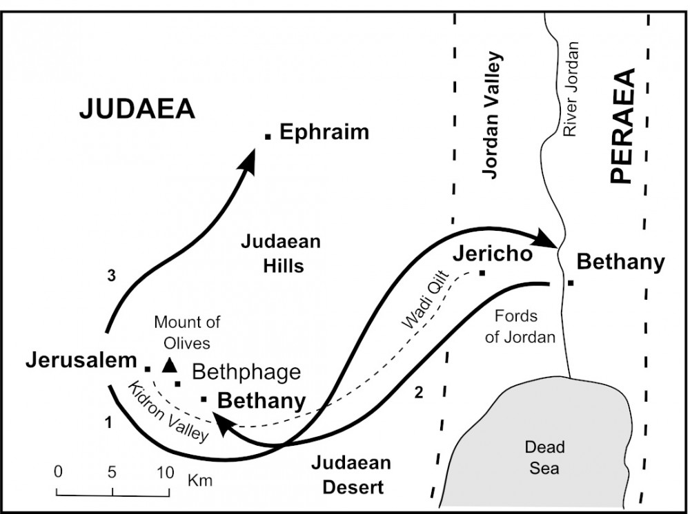 Map of Journeys near Jerusalem