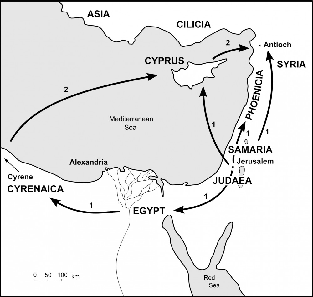 Map showing believers scattered