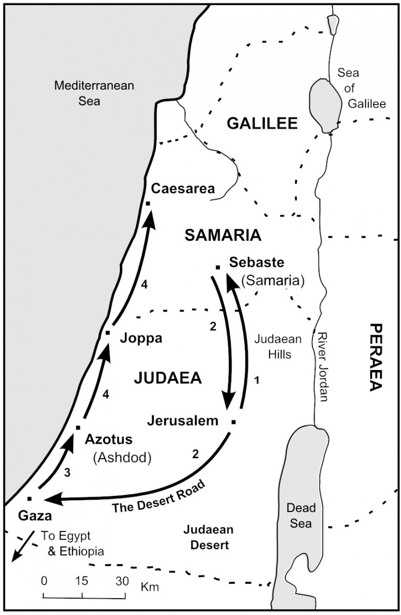 Map of Philip's Journeys