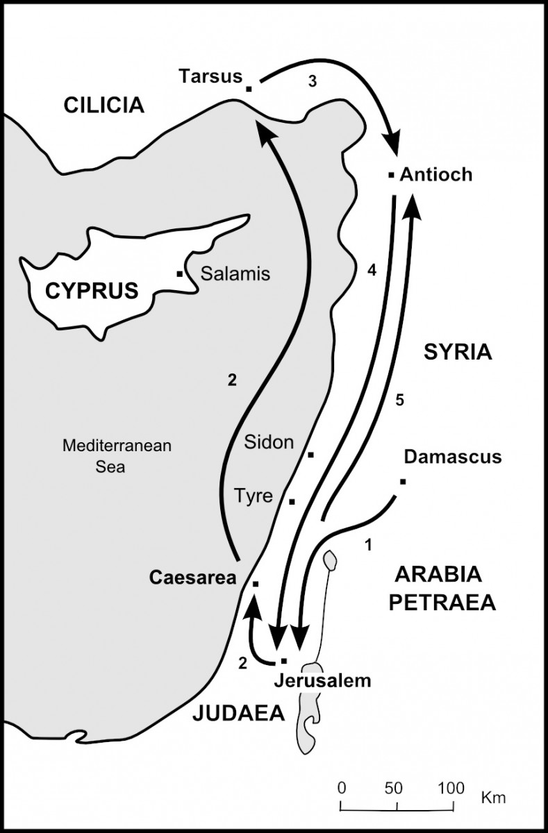 Map of Saul's Early Ministry