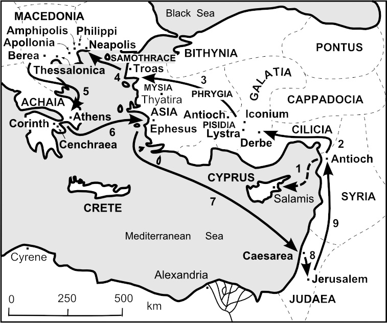 Map of Paul's Second Missionary Journey