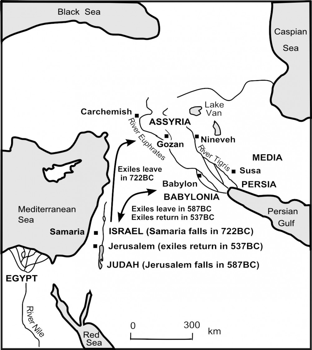 Map showing the exile and return to Jerusalem